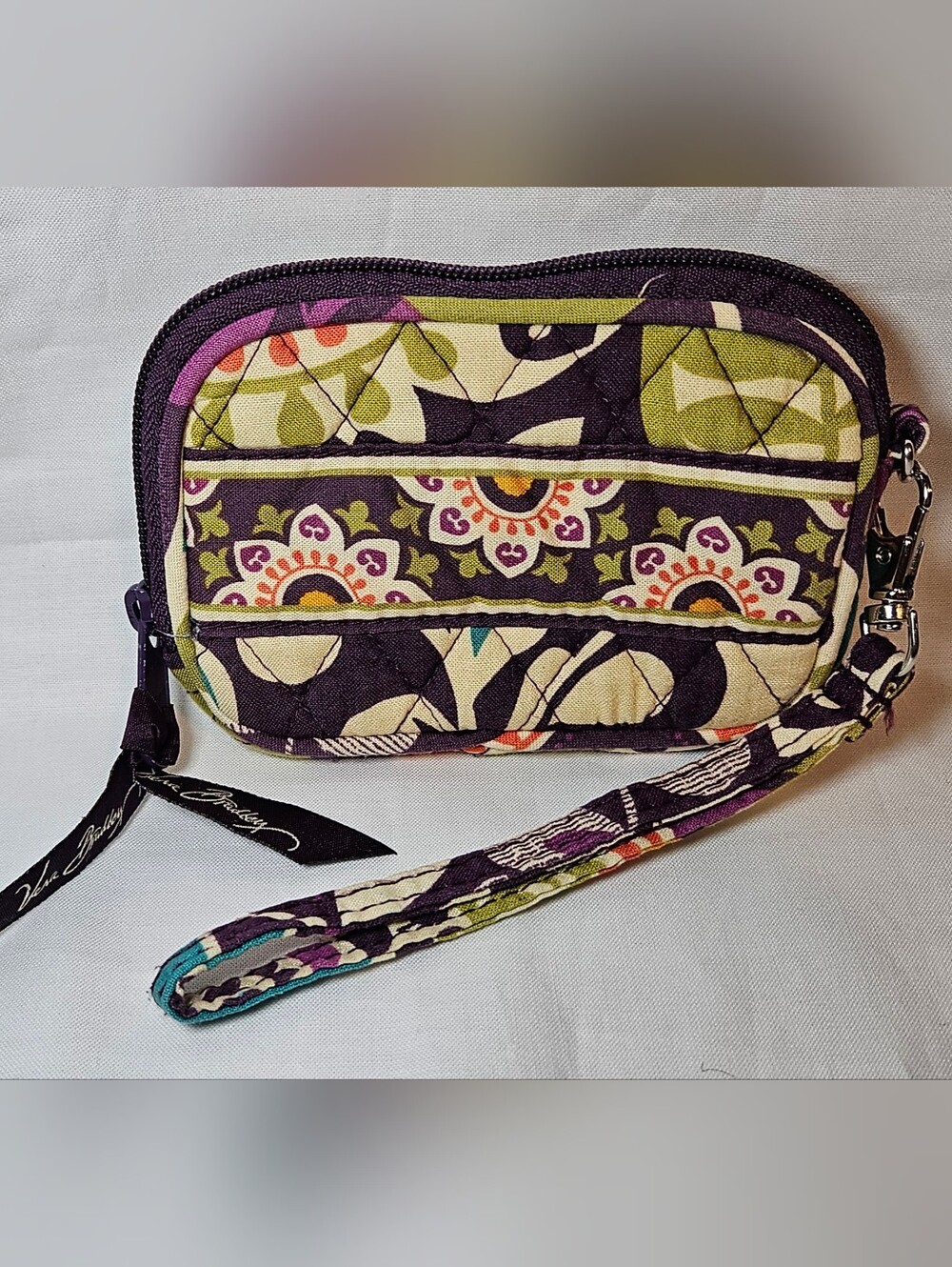 Vera Bradley Wristlet Wallet Plum Crazy Magenta Purple Turquoise Clutch Bag